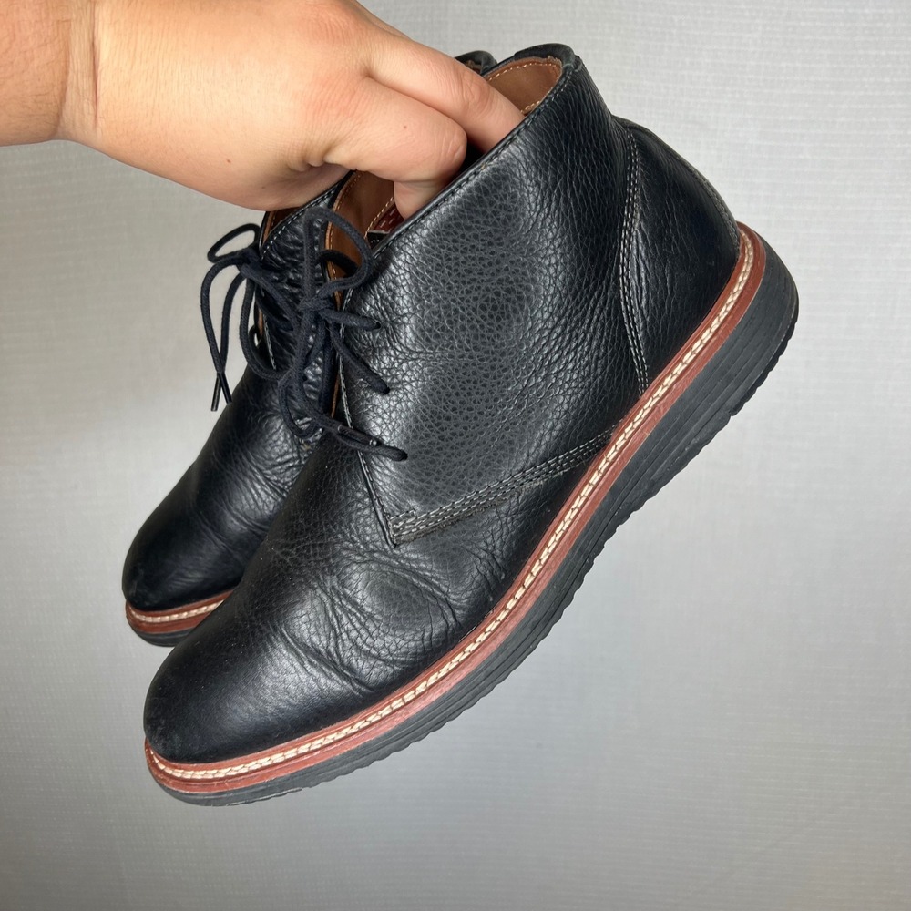 Johnston & Murphy Mens Black Tumbled Leather Chukka Boots 20-4321 Size 8M - Picture 3 of 8